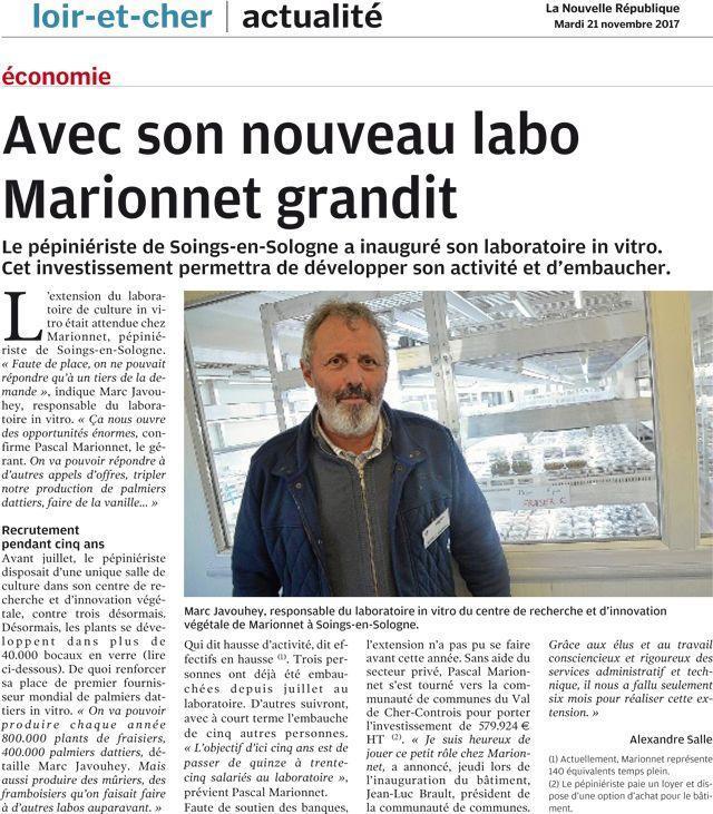 Article La nouvelle République - Marionnet